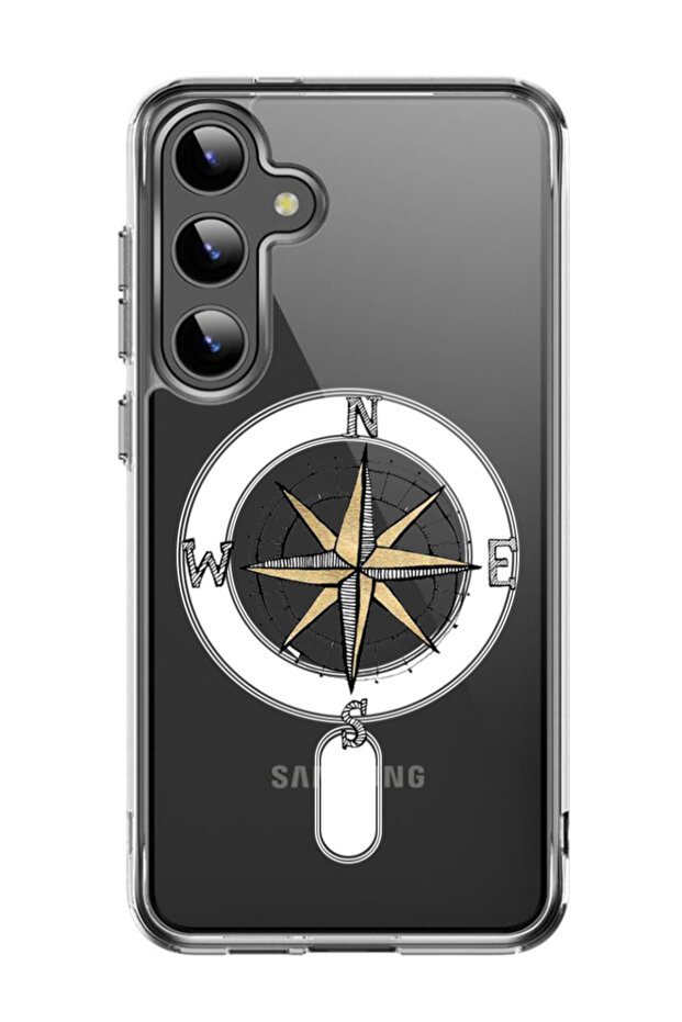Case for Samsung Galaxy S24 6.2-inch Compatible with MagSafe, Shockproof Phone Bumper Cover Compass