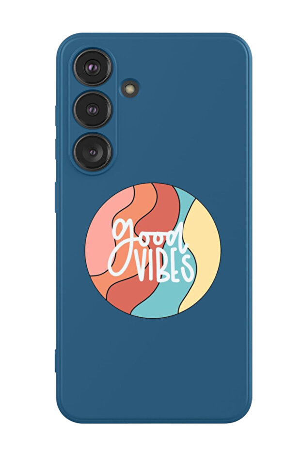 Protective Liquid Silicone Shockproof Case For Samsung Galaxy S24 Plus (Blue) - Good vibes (2)