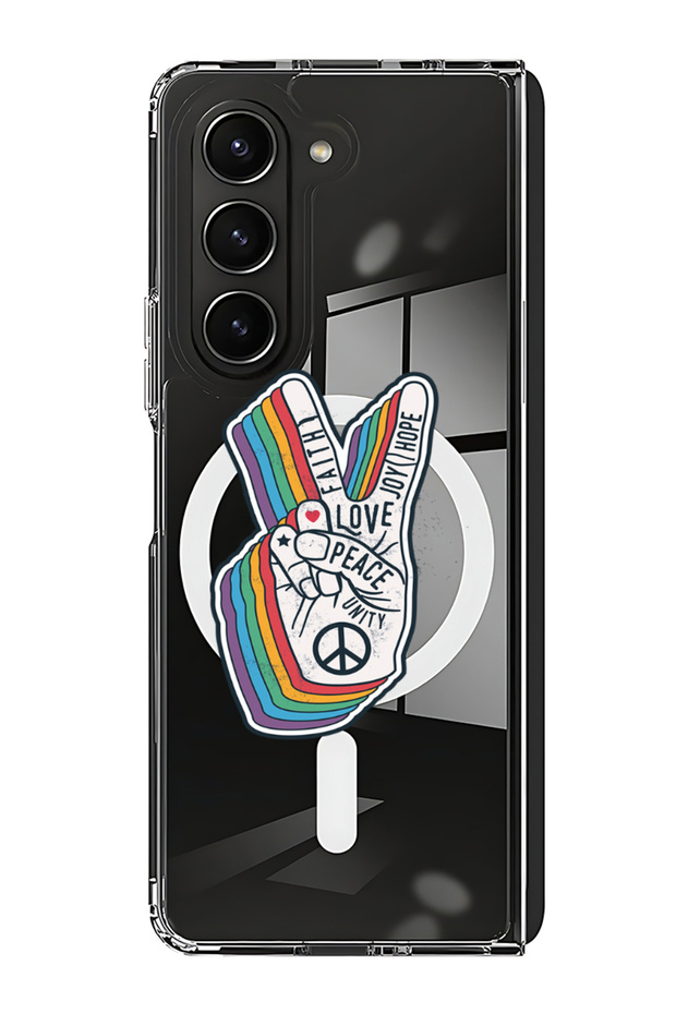 Case for Samsung Galaxy Z Fold 5 Compatible with MagSafe, Shockproof Phone Bumper Cover Peace symbol