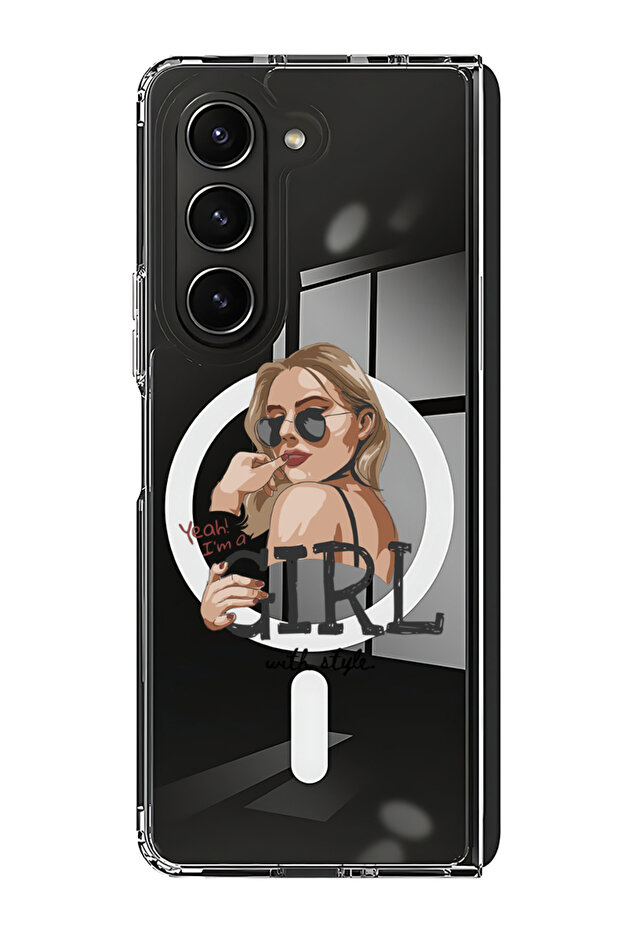 Case for Samsung Galaxy Z Fold 5 Compatible with MagSafe, Shockproof Bumper Case Girl with Style