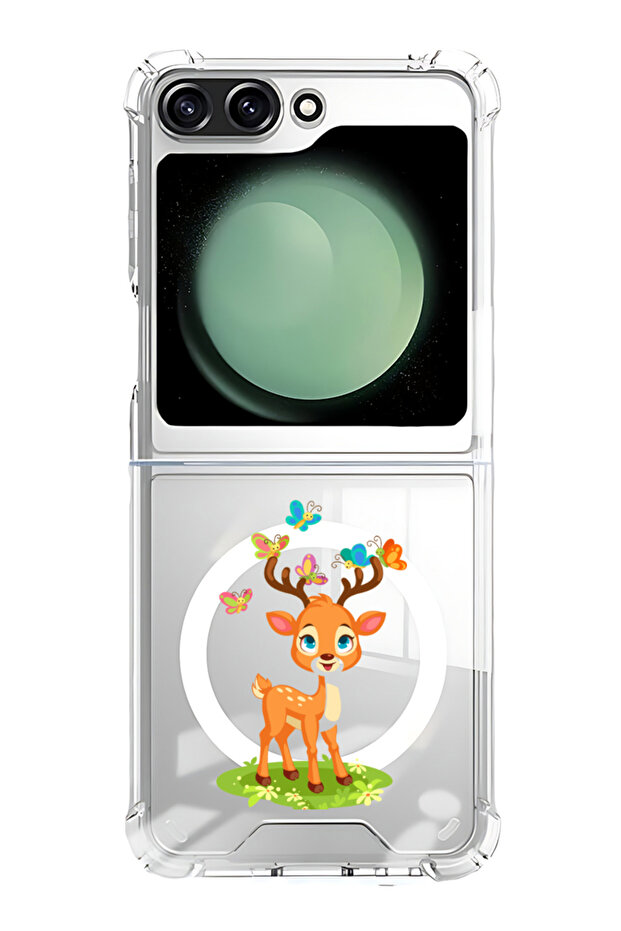 Case for Samsung Galaxy Z Flip 5 Compatible with MagSafe, Shockproof Phone Bumper Cover deer