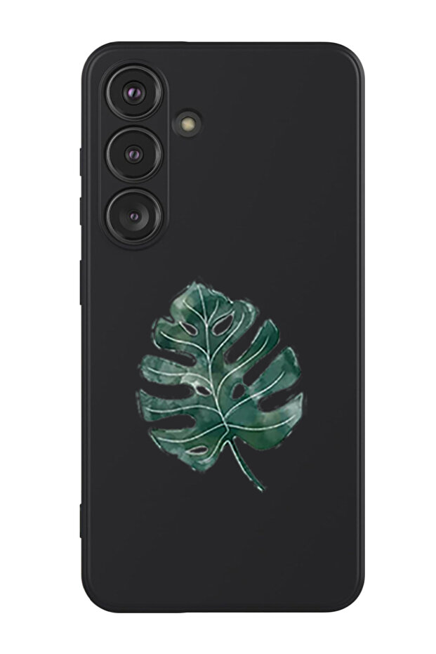Protective Liquid Silicone Shockproof Case For Samsung Galaxy S24 Plus (Black) - Monstera Leave