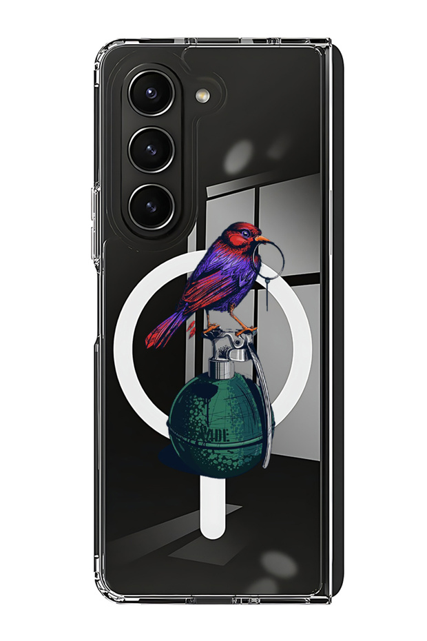 Case for Samsung Galaxy Z Fold 5 Compatible with MagSafe, Shockproof Phone Bumper Cover Granade Bird
