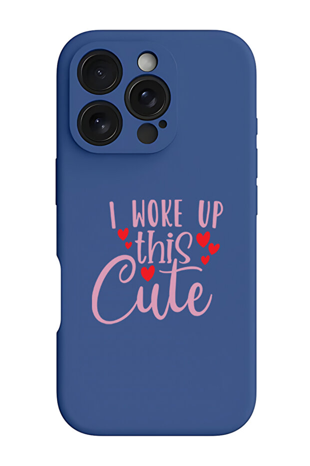 iPhone 16 Pro Max Blue Protective Liquid Silicone Shockproof Case - i woke up this cute