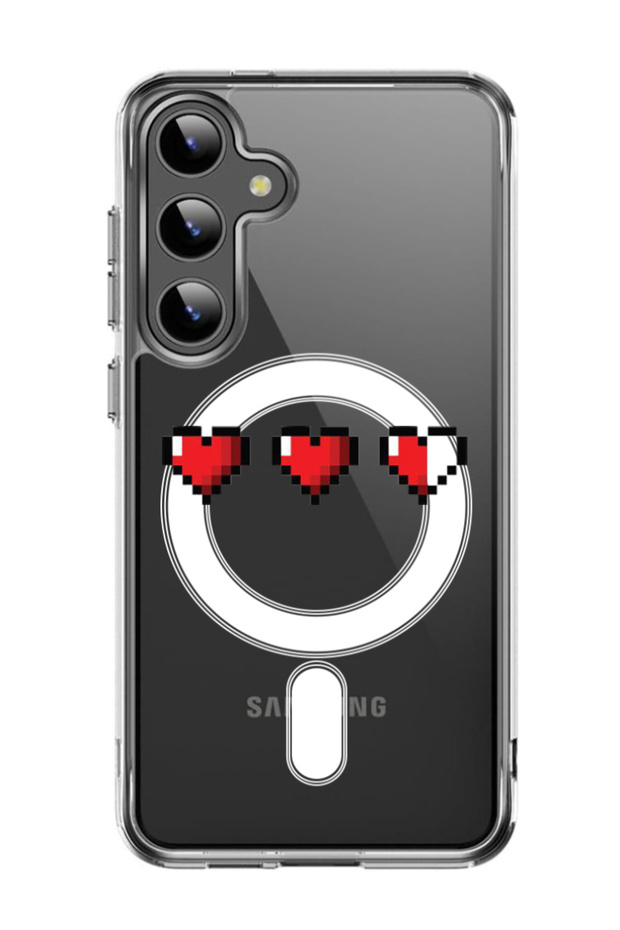 Case for Samsung Galaxy S24 Plus Compatible with MagSafe, Shockproof Bumper Cover 3 Hearts
