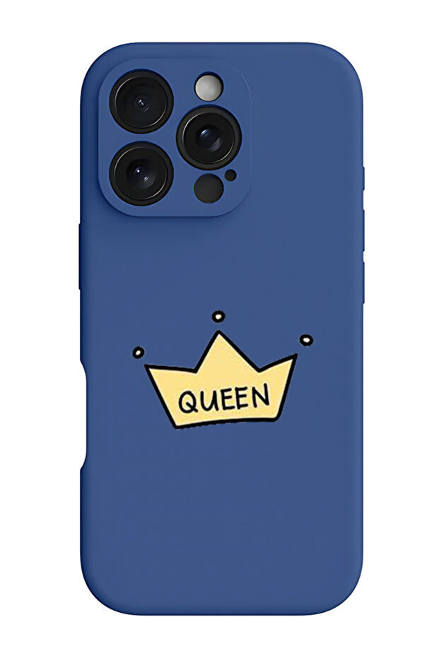 iPhone 16 Pro Blue Protective Liquid Silicone Shockproof Case - Queen crown