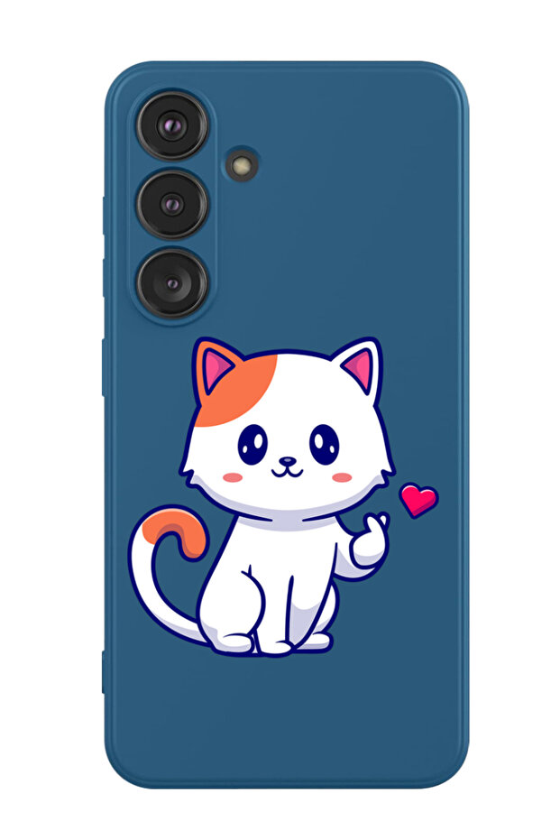 Protective Liquid Silicone Shockproof Case For Samsung Galaxy S24 Plus (Blue) - Cat love