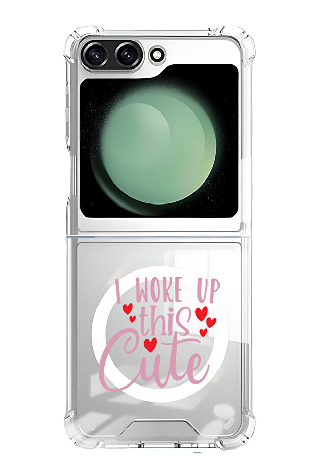Case for Samsung Galaxy Z Flip 5 Compatible with MagSafe, Shockproof Case i woke up this cute