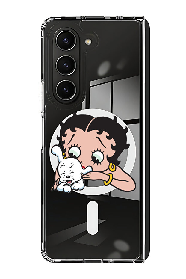 Case for Samsung Galaxy Z Fold 5 Compatible with MagSafe, Shockproof Case Betty Boop with dog