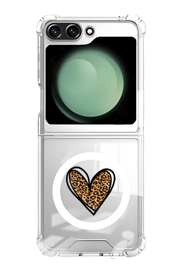 Case for Samsung Galaxy Z Flip 5 Compatible with MagSafe, Shockproof Bumper Case leopard Print