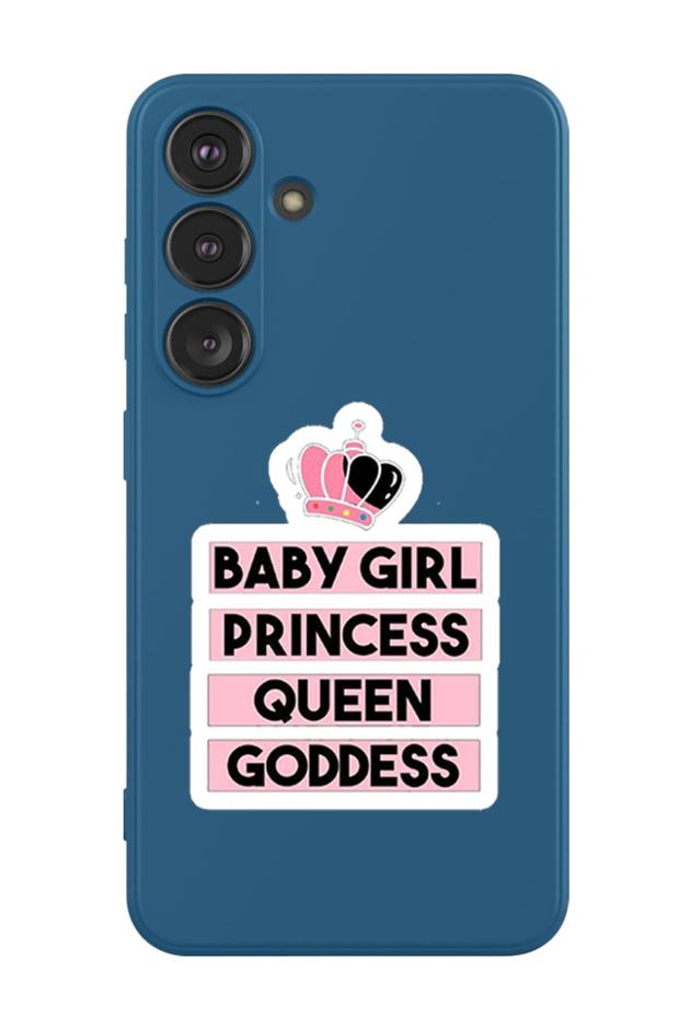 Protective Liquid Silicone Case For Samsung Galaxy S24 Plus (Blue) - Baby Girl Princess white