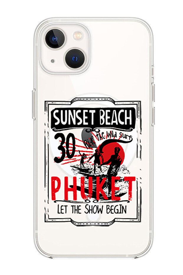 Case for iPhone 14 Plus Compatible with MagSafe, Shockproof Phone Bumper Cover Sunset Beach copy
