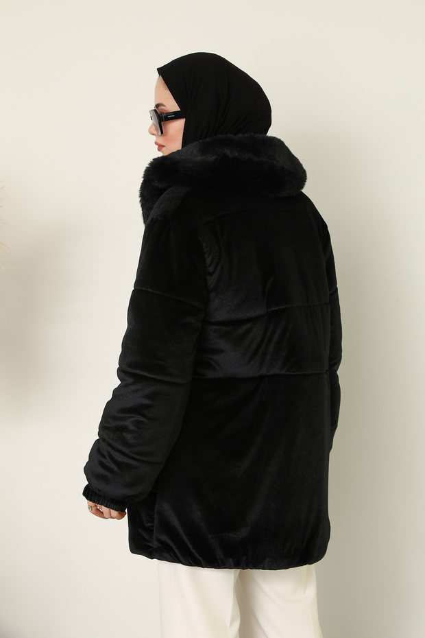 Kadife Detaylı Mont - 5