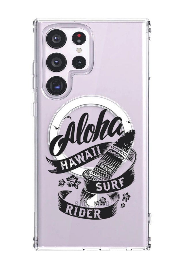 Case for Samsung Galaxy S23 Ultra Compatible with MagSafe, Shockproof Cover Aloha hawaii Surf rider