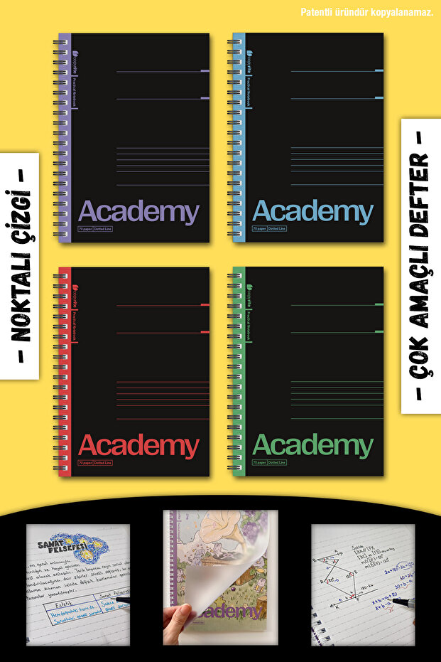 Academy 4-Piece Notebook Set |   Dotted Striped |   70 Sheets |   Multi-Purpose Notebook Set - 1