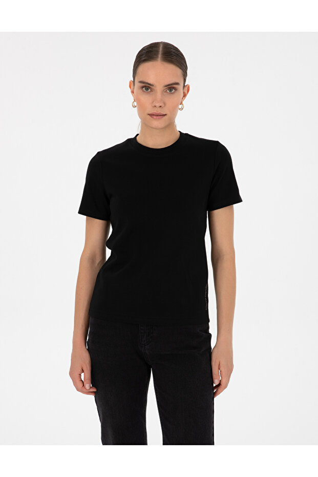 Siyah Regular Fit Basic Tişört 50310543-VR046 - 1
