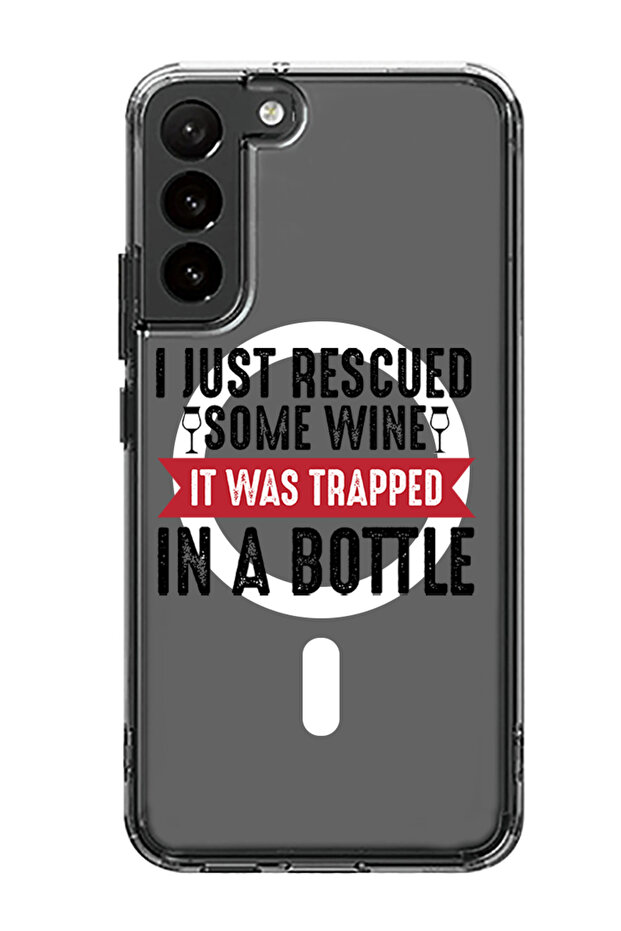 Case for Samsung Galaxy S23 Compatible with MagSafe, Shockproof Cover Wine trapped in bottle black