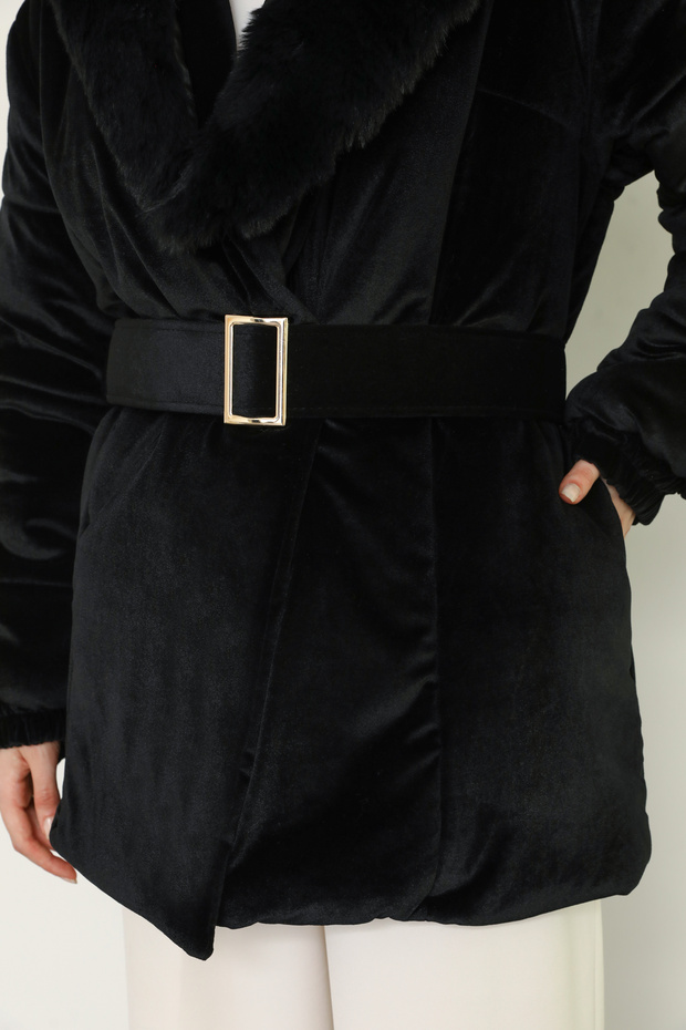 Kadife Detaylı Mont - 4