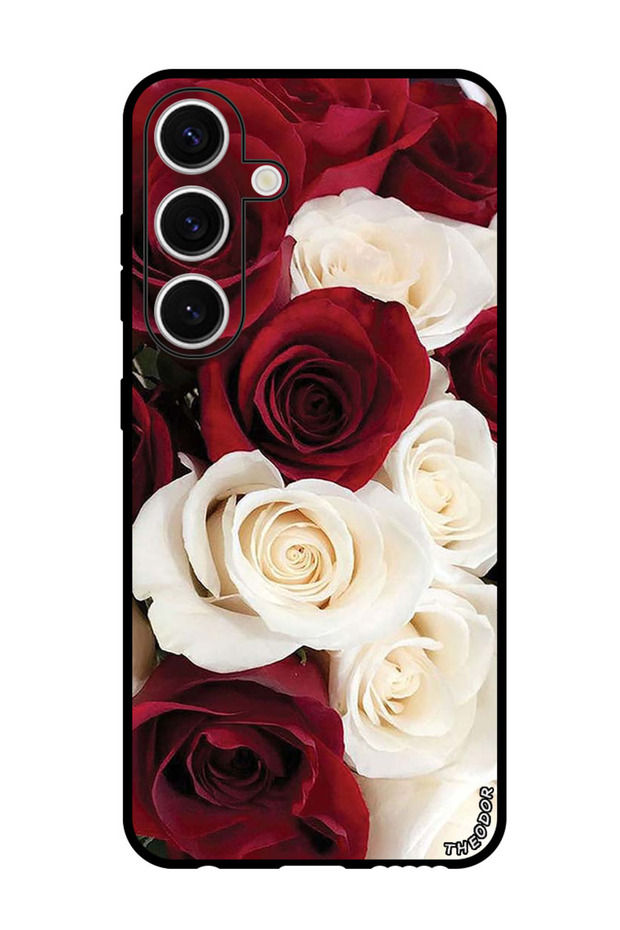 Protective Case For Samsung Galaxy S24 Plus White & Red Flower