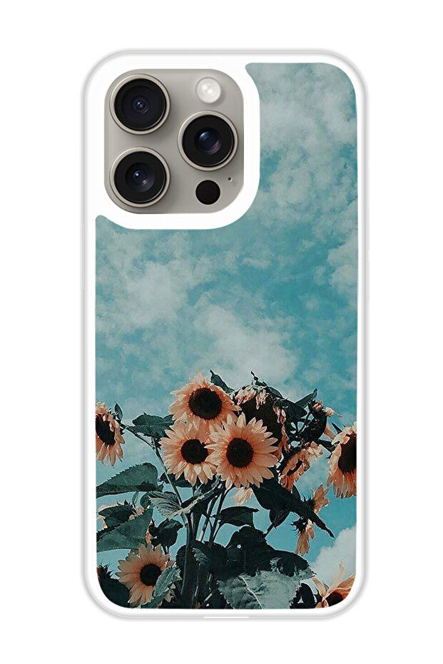 Protective Case Cover For APPLE IPHONE 15 Pro Max Sunflower (White Bumper)