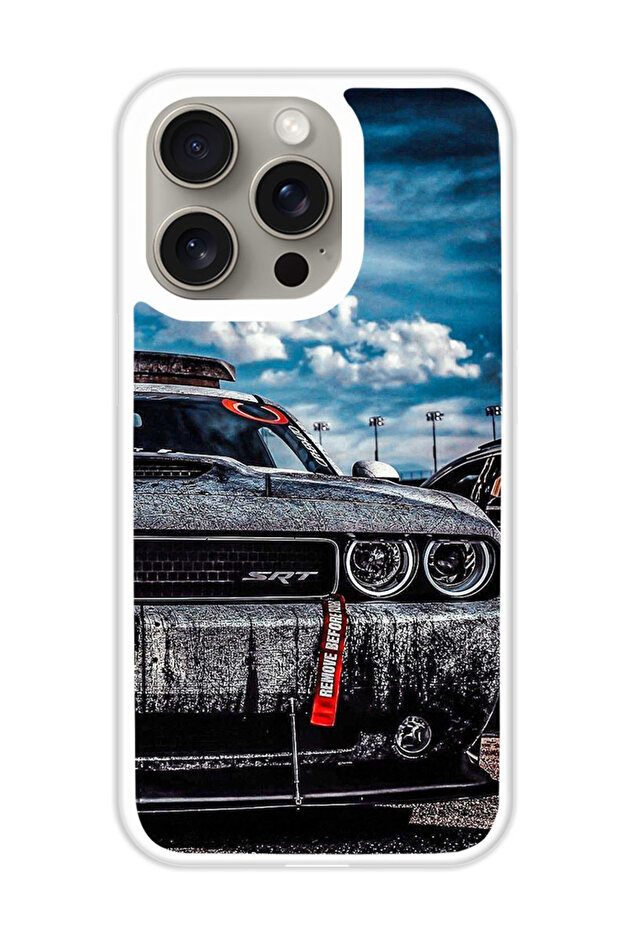 Protective Case Cover For APPLE IPHONE 15 Pro Mustang SRT (White Bumper)