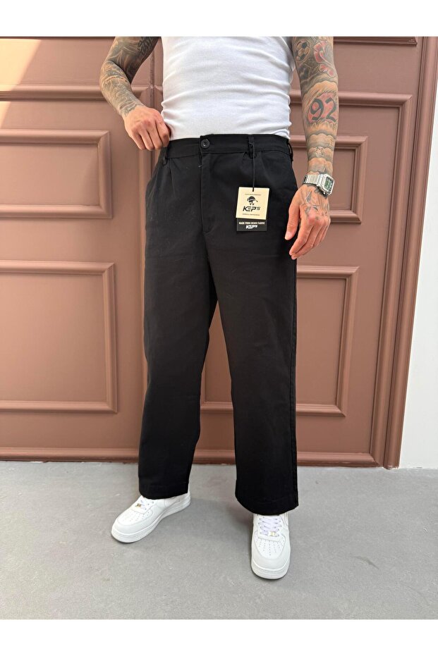 Black Gabardine Relax Fit Trousers
