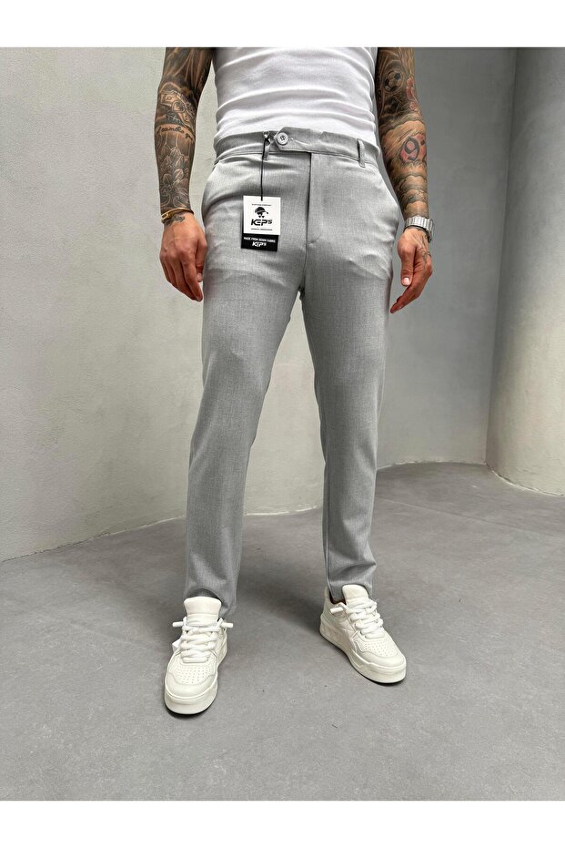 بنطلون قماش رمادي Slimfit