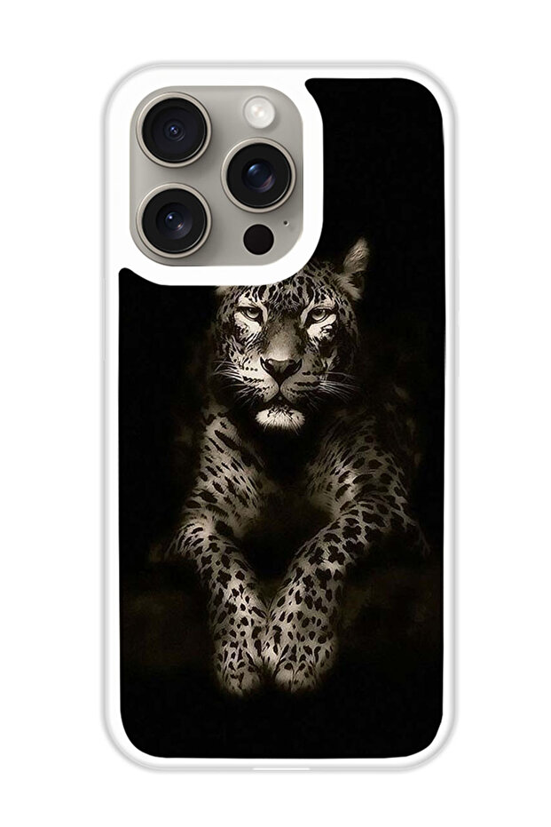 Protective Case Cover For APPLE IPHONE 15 Pro Leopard (White Bumper)