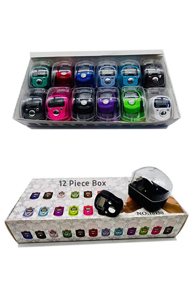 Digital LED Lights Finger Counter – Box of 12 - Multicolor Tasbih for Prayer & Meditation