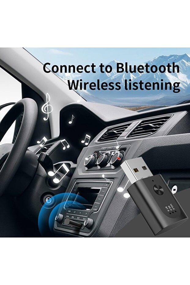 محول USB Bluetooth 5.3 لاسلكي لاستقبال الصوت وجهاز إرسال الميكروفون والمكالمات بدون استخدام اليدين - متوافق - 6