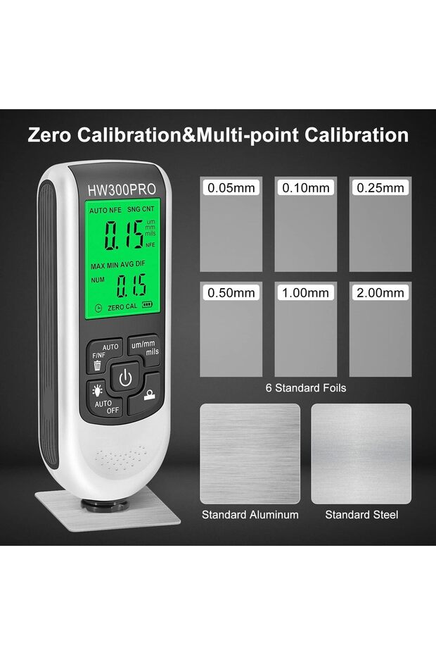 مقياس سمك الطلاء الرقمي بشاشة LCD، جهاز اختبار طلاء المعادن، نطاق القياس التلقائي 0 - 3