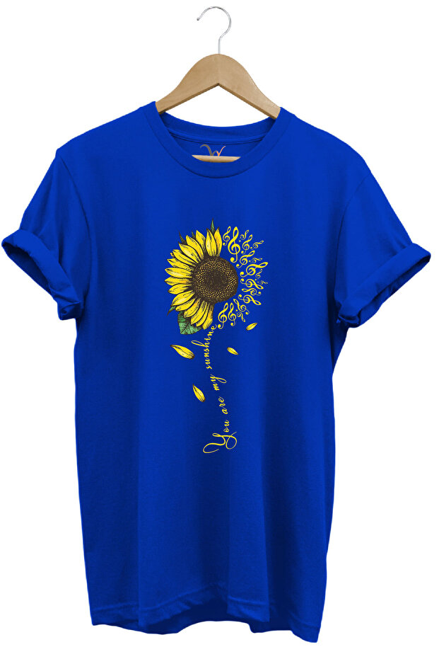 Yellow Sunflower Pattern You Are Sunshine Text Printed 100% Cotton Regular Fit Unisex T-Shirt