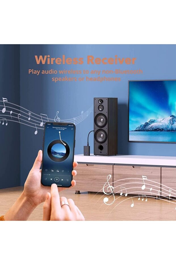 Bluetooth Adapter, Bluetooth 5.0 Transmitter Receiver, 2--1 Wireless 3.5Mm Adapter, Low Latency, 2 - 5