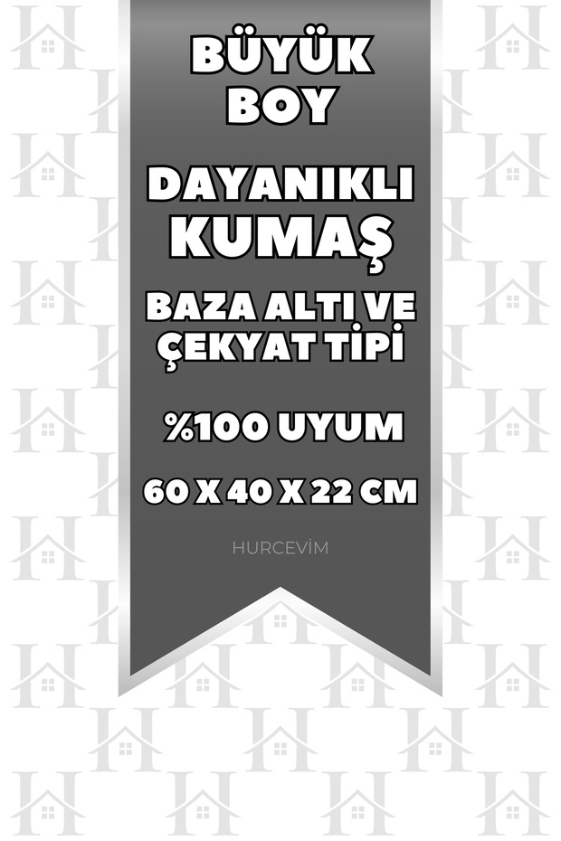 6 Adet - Gri Kapitoneli Büyük Boy Hurç Seti - Baza Altı Ve Çekyat Tipi Hurç - 60 x 40 x 22 Cm - 4
