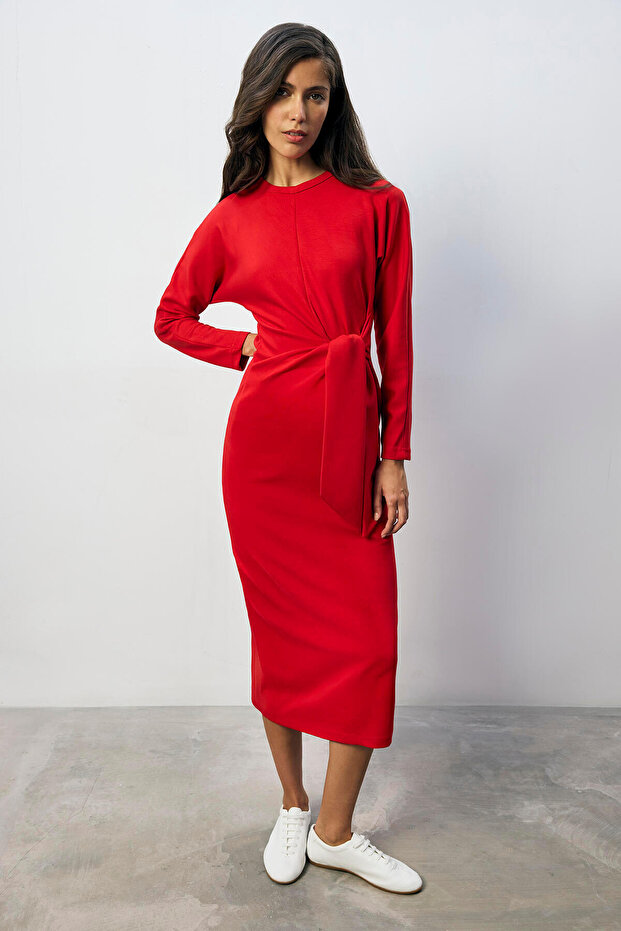 BAĞLAMALI ÇELİK ÖRME ELBİSE - 1