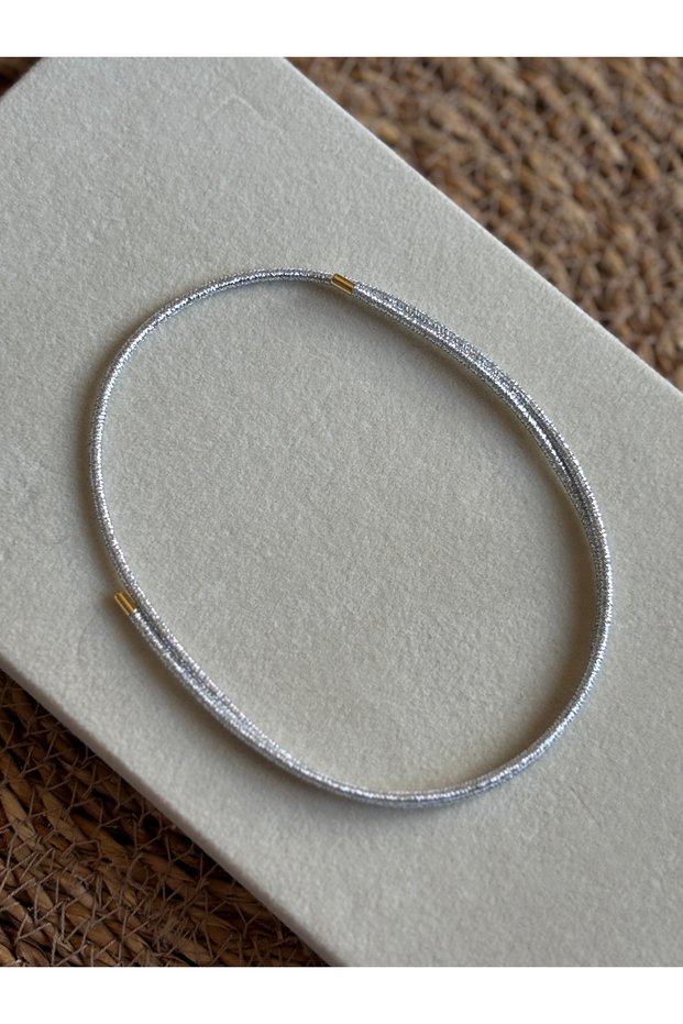 Silver /Silver Glitter Magnet String Necklace-Bracelet