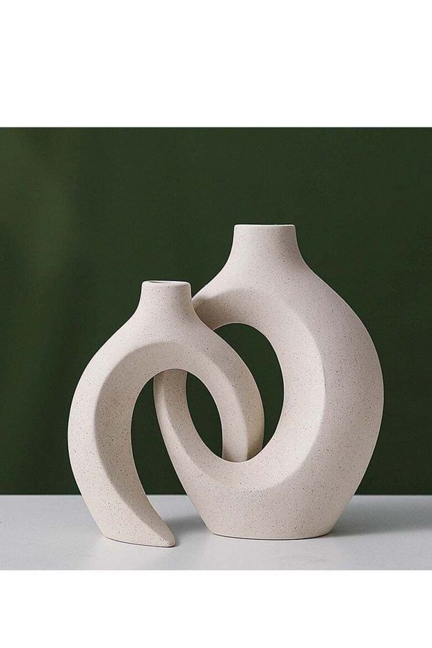2 ceramic vases, hollow circular vases, modern home decor, Bohemian Nordic minimalist style vases,