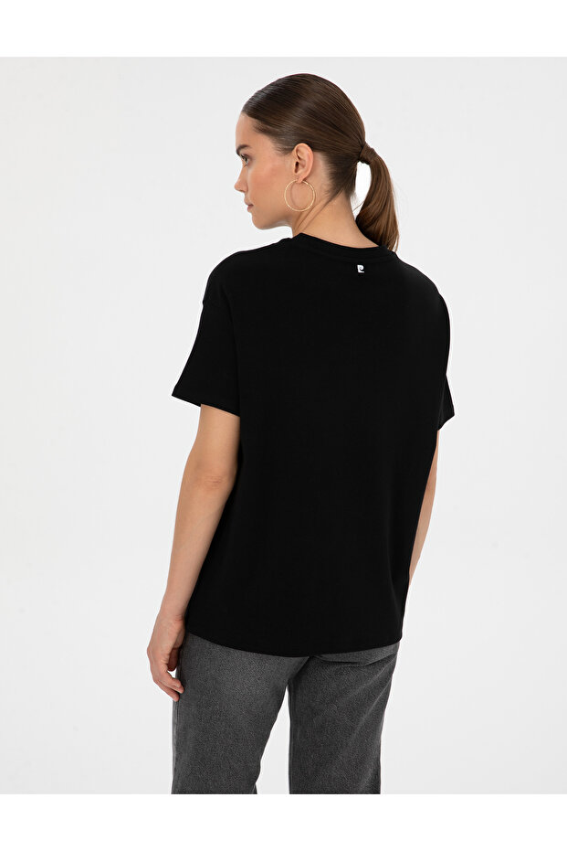 Siyah Oversize Basic Tişört 50316880-VR046 - 5