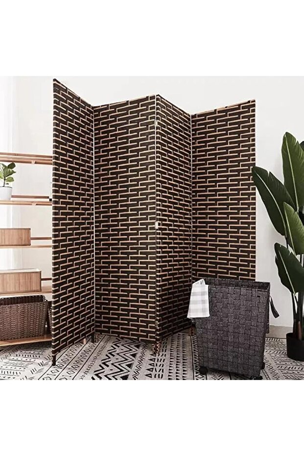 4-Panel Room Dividers and Folding Privacy Screens Partition Walls for Bedroom Rattan Screen Di