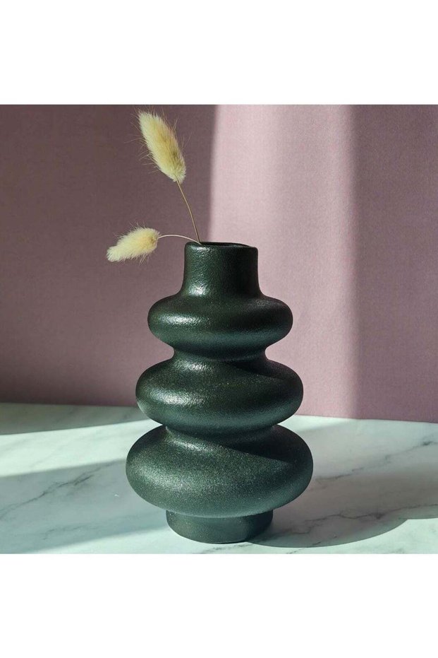 Wave Design Ceramic Vase - Small Style 2, Black Modern Pampas Flower Vase, Minimalist Nordic Ins St