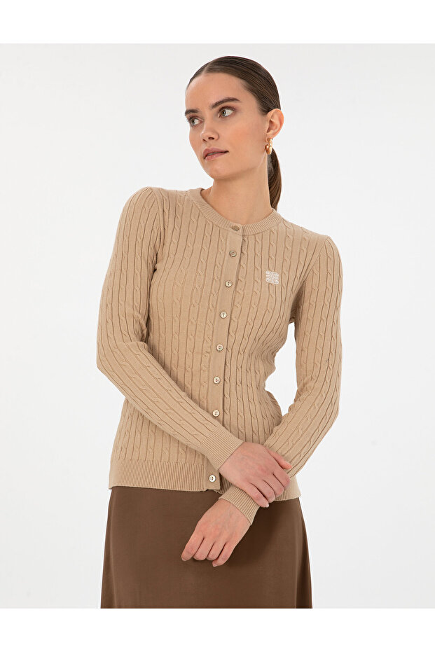 Beige Melange Extra Slim Fit Knitwear Cardigan 50317064-Vr156