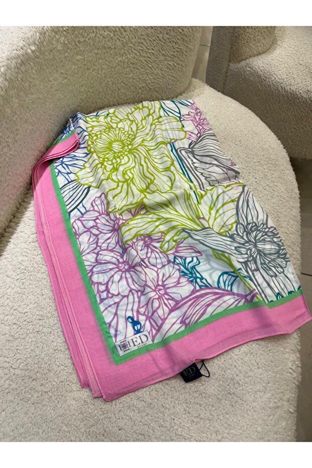 08 Ed وشاح شال منقوش على شكل زهرة - 1