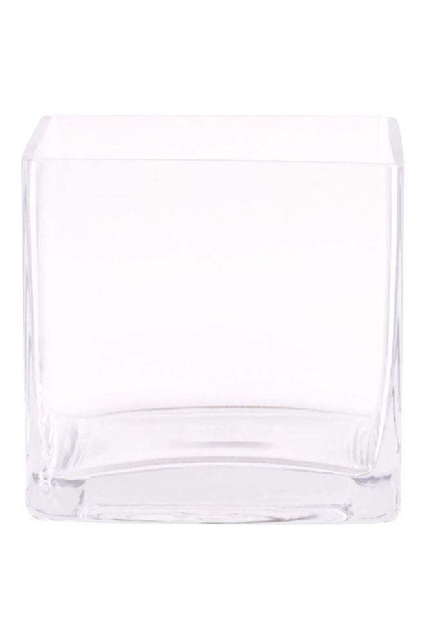 Glass Square Vase Clear 12cm