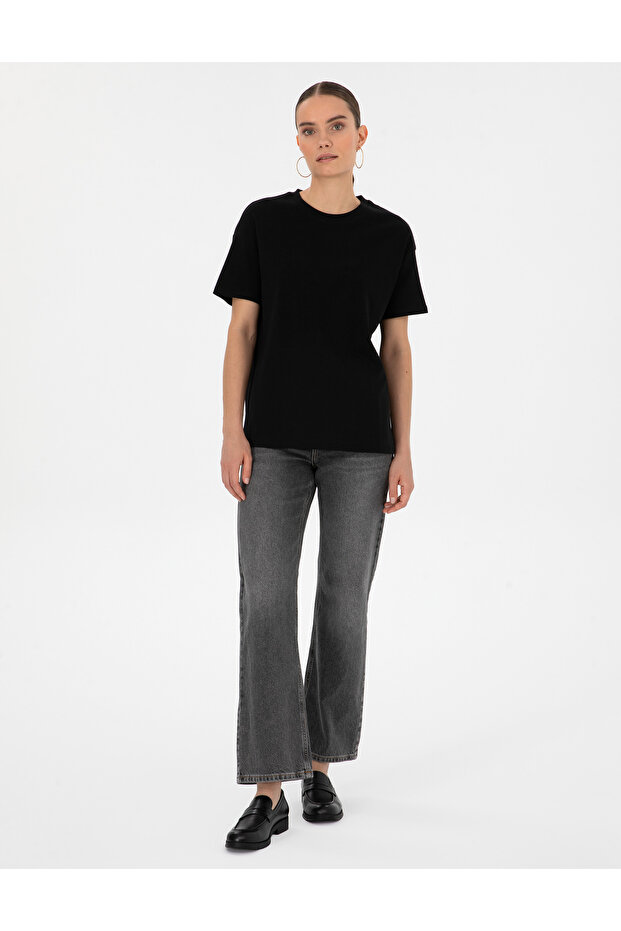 Siyah Oversize Basic Tişört 50316880-VR046 - 4
