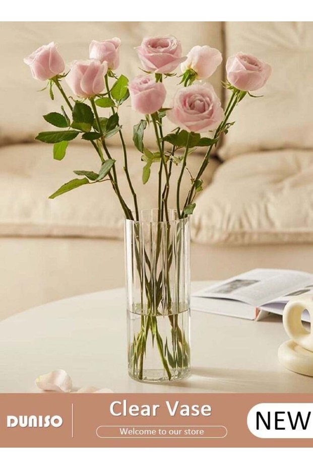 Creative Clear Vase for Flowers, Hydroponic Plant Desktop Ornament, Artistic and Cultural Flavor Gl