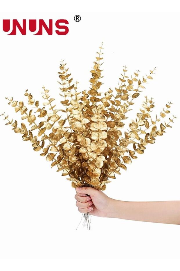 20-Piece Artificial Eucalyptus,Golden Eucalyptus Stems Leaves For Party Wedding Flower Arrangement