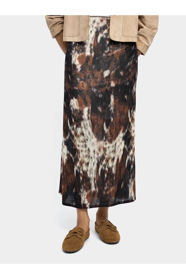 Hayvan Desenli Örme Uzun Etek - 2