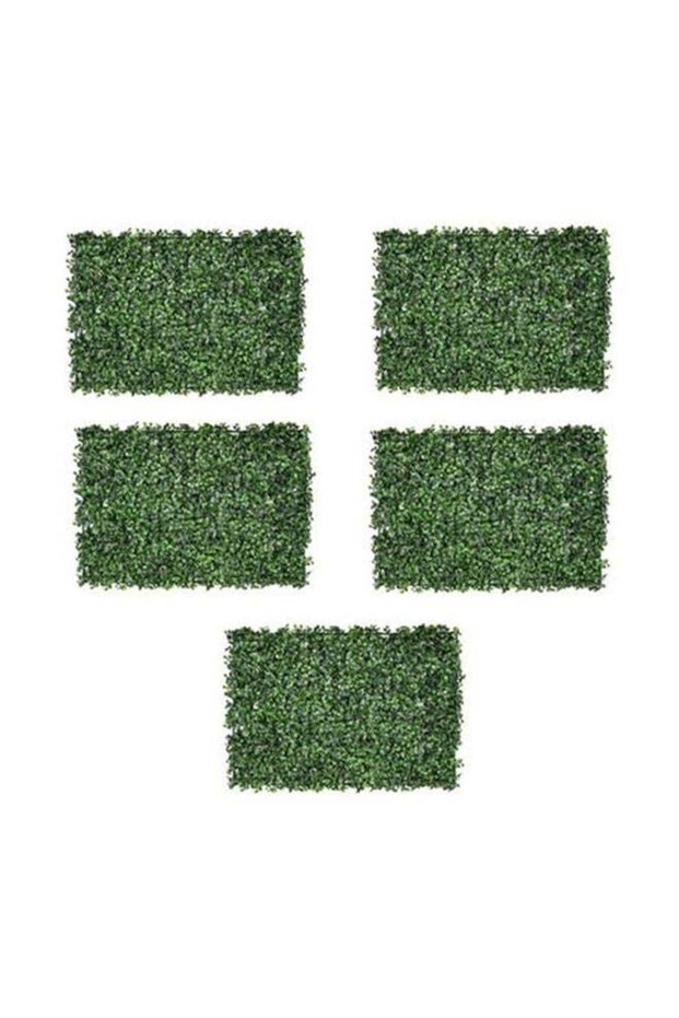 5-Piece Artificial Plastic Wall Grass Green 40x60x3cm