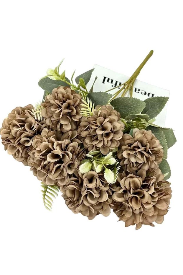 Huitich Artificial Coffee Brown Hydrangea Flower Bouquet for Home Decor & Events