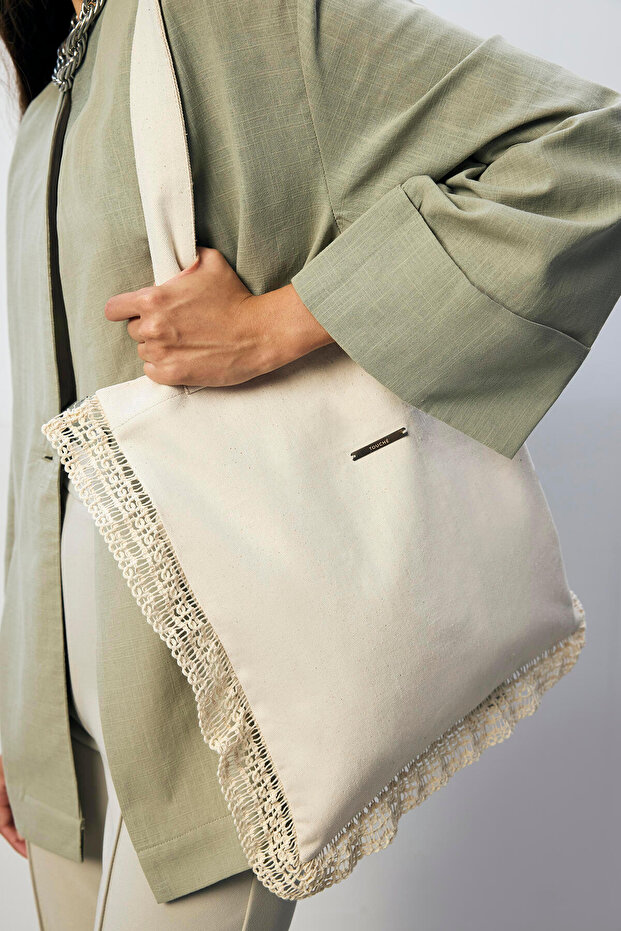 DANTELLİ KANVAS ÇANTA - 3